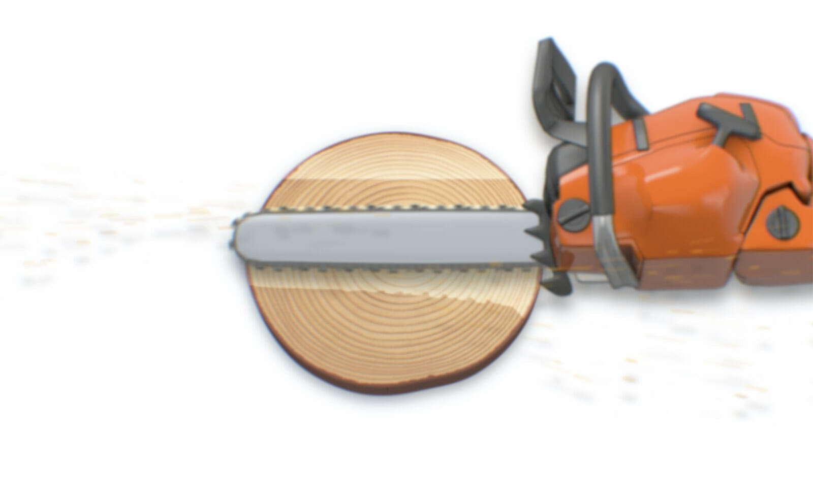 Illustration showing a chainsaw making a hinge with a bore cut, the first step of the safe corner method