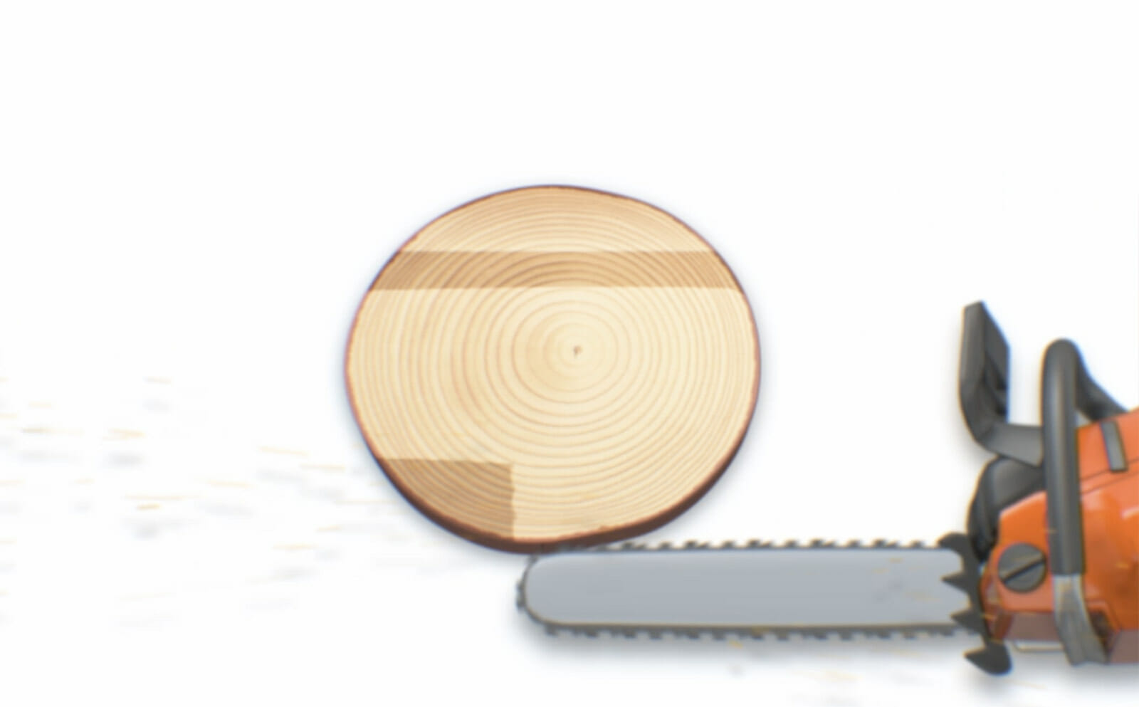 Illustration showing how a chainsaw is used to saw backwards, leaving a corner of unsawn timber